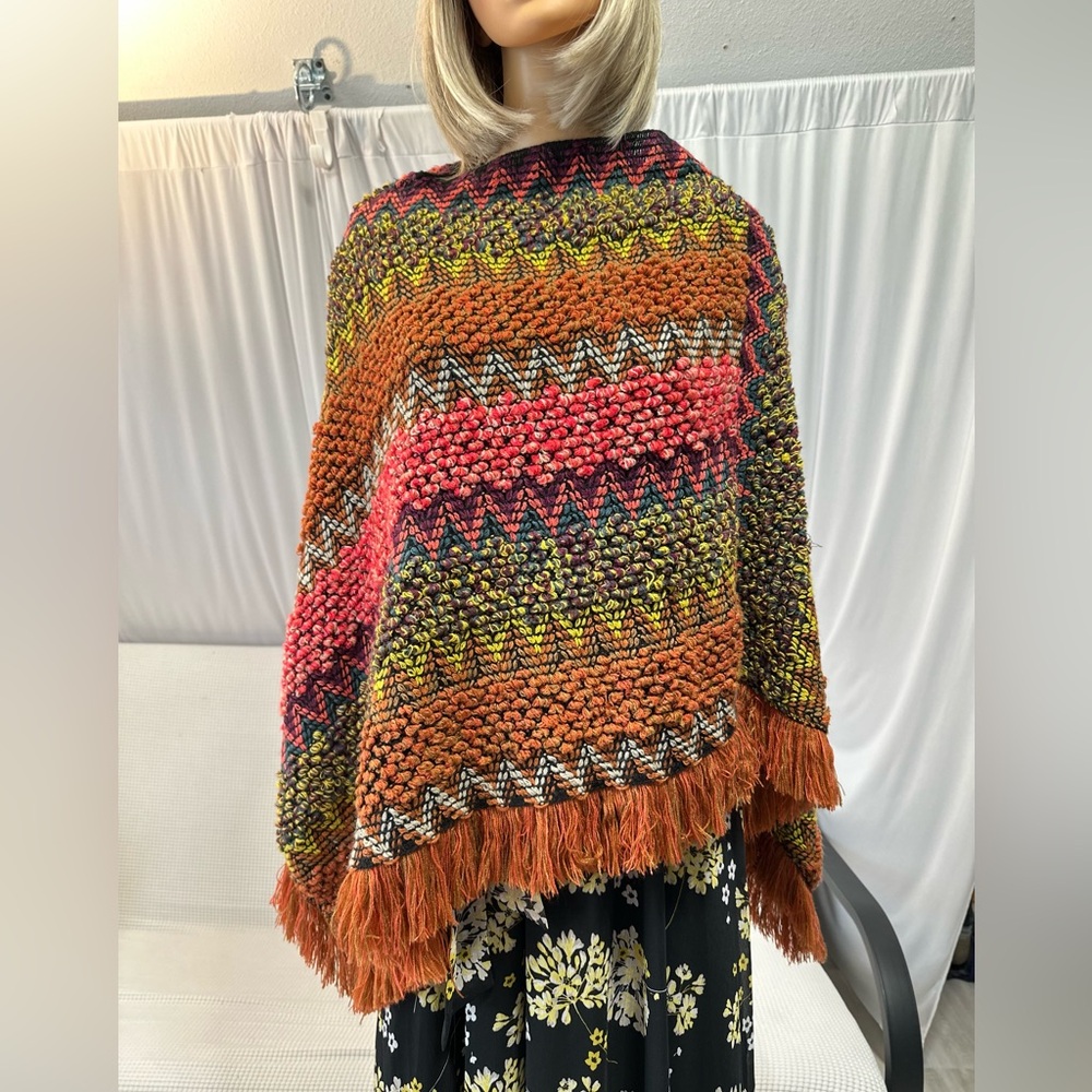 Joe Browns Multicolor Crochet Zigzag Sweater Ponchos